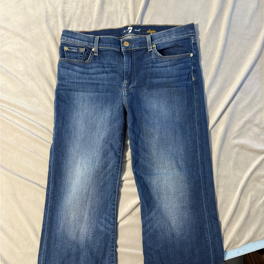 7 For All Mankind Dark Blue Straight Leg Jeans